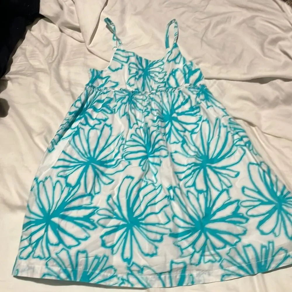 Gymboree 6 turquoise floral white 💯cotton lined sundress worn once euc